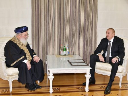 Prezident İlham Əliyev Qüds Sefardi ortodoks baş ravvinini qəbul edib - FOTO